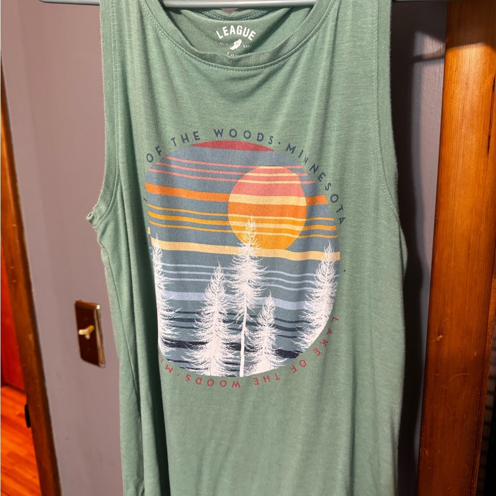 League Sage Green Lake of the woods Tank Top
